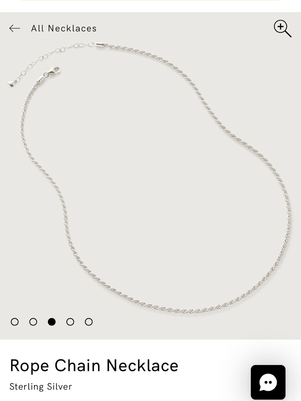 NWOB Monica Vinader Sterling Silver Rope Chain Necklace